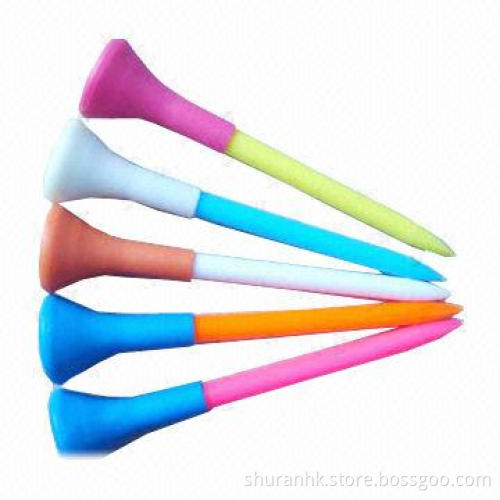 Plastic Golf Tees with Rubber Top, Different Colors and Sizes Available